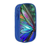 kkvhhyuo Rainbow Butterfly Print Large Pencil Case, Zip Smooth Pencil Pouch for Girls Boys with 2 Compartment Multifunctional Pencils Bag for School Office Travel Makeup Bags, Blue