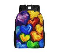 kkvhhyuo Rainbow Colored Gay Pride Hearts Print School Backpack Lightweight Bookbag Laptop Backpack Compartment for Men Women, School Work Travel Bag.
