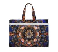 kkvhhyuo Rectangle Mandala art Print Document Bag, Lightweight Canvas Bag Handbag with Dual Zip Canvas Tote File Bag for Work Commuting Study and Everyday Carry