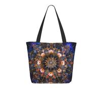 kkvhhyuo Rectangle Mandala art Print Tote Bags Women Large Handbags with Zipper Simple Shoulder Bags for Work Travel Shopping Daily Use
