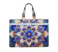 kkvhhyuo Rectangle Mandala Print Document Bag, Lightweight Canvas Bag Handbag with Dual Zip Canvas Tote File Bag for Work Commuting Study and Everyday Carry