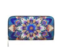 kkvhhyuo Rectangle Mandala Print Long Leather Wallet Large Capacity Clutch with 8 Card Slots, Zip Coin Pocket & Dual Cash Compartments for Women, Men.