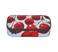 kkvhhyuo Red Cherries Print Large Capacity Pencil Case, Stationery Pencils Case Bag with Compartments, Portable Pencil Pouch Pencil Bag with Zipper for Students Teachers Office