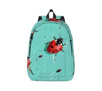 kkvhhyuo Red Ladybugs On A Blue Background Print Canvas Backpack, Lightweight School Backpack Travel Laptop Backpack for Men Women Work Sports Travel Flight, M