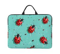 kkvhhyuo Red Ladybugs On A Blue Background Print Laptop Sleeve 14 Inch, Stylish Protective Soft Laptop Bag Slim-Fit Computer Bag for Work, Study & Travel
