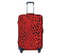 kkvhhyuo Red Leopard Pattern Print Luggage Cover Suitcase Protector Cover Elastic Fit Protective Travel Bag Sleeve for Suitcase 18-32 Inch Luggage, Black, S, Print