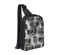 kkvhhyuo Retro Cool Camera Collection Print Sling Bag Cross Body Chest Bag with Dual Zipper Pockets Adjustable Strap Lightweight Shoulder Bag for Traveling Running Cycling