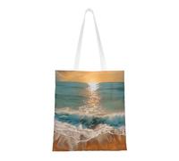 kkvhhyuo Romantic Beach Print Canvas Tote Bag, Large Handbag with Reinforced Handles Simple Shoulder Bag for College School Work Travel Shopping Daily Use