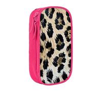 kkvhhyuo Rough Leopard Print Print Large Pencil Case, Zip Smooth Pencil Pouch for Girls Boys with 2 Compartment Multifunctional Pencils Bag for School Office Travel Makeup Bags, Pink