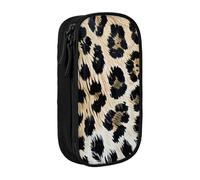 kkvhhyuo Rough Leopard Print Print Large Pencil Case, Zip Smooth Pencil Pouch for Girls Boys with 2 Compartment Multifunctional Pencils Bag for School Office Travel Makeup Bags, Black