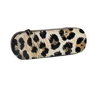 kkvhhyuo Rough Leopard Print Print Leather Pencil Case, Leather Aesthetic Pencil Pouch Stationery Bag Pen Holder for Stationery Makeup Utensils Organizer