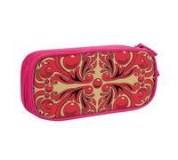 kkvhhyuo Russian Art Pattern Printed Pink Pencil Case Large Capacity Double Layer Stationery Organizer Pencil Bag Zipper Pouch for Students Office Travel