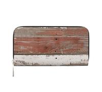 kkvhhyuo Rustic Old Barn Wood Print Long Leather Wallet Large Capacity Clutch with 8 Card Slots, Zip Coin Pocket & Dual Cash Compartments for Women, Men.