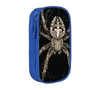kkvhhyuo Scary Spider Pencil Case Blue Pencil Bag with 2 Compartments | Large Capacity Pencil Pouch Stationery Organizer Makeup Bag For Students Office Travel Art Supplies
