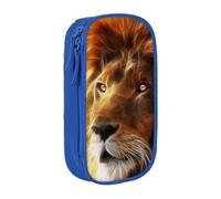 kkvhhyuo SciFi Lion Pencil Case Blue Pencil Bag with 2 Compartments | Large Capacity Pencil Pouch Stationery Organizer Makeup Bag For Students Office Travel Art Supplies