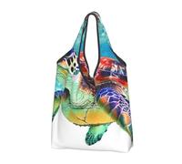 kkvhhyuo Sea Turtle Art Print Large Foldable Shopping Tote Bag 1 Pc, Reusable Tote Bags Washable Travel Recycle Folding Shopping Bag For Grocery, Outdoor Camping, Daily Use