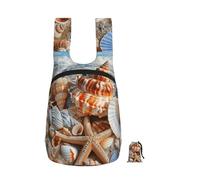 kkvhhyuo Seashell Landscape On The Beach Print Foldable Backpack, Ultra Lightweight 16L Compact Travel Pack with Storage Bag Design for Hiking Daily Commute Shopping and Outdoor Adventures