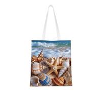 kkvhhyuo Shells on the beach Print Canvas Tote Bag, Large Handbag with Reinforced Handles Simple Shoulder Bag for College School Work Travel Shopping Daily Use