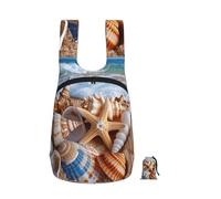 kkvhhyuo Shells on the beach Print Foldable Backpack, Ultra Lightweight 16L Compact Travel Pack with Storage Bag Design for Hiking Daily Commute Shopping and Outdoor Adventures