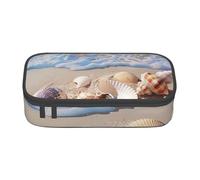 kkvhhyuo Shells on The Beach Print Large Capacity Pencil Case, Stationery Pencils Case Bag with Compartments, Portable Pencil Pouch Pencil Bag with Zipper for Students Teachers Office