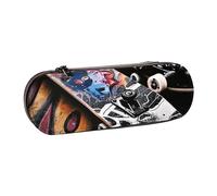 kkvhhyuo Skate Boards Print Leather Pencil Case, Leather Aesthetic Pencil Pouch Stationery Bag Pen Holder for Stationery Makeup Utensils Organizer