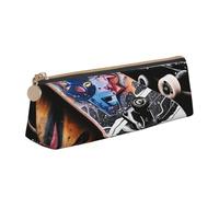 kkvhhyuo Skate Boards Print Leather Pencil Case Slim Pencil Pouch Triangular Design Pens Bag for Students, Work, Office, College, Middle, School.