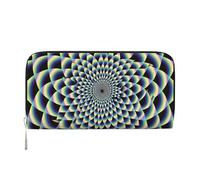 kkvhhyuo Spiral Optical Illusion Art Print Long Leather Wallet Large Capacity Clutch with 8 Card Slots, Zip Coin Pocket & Dual Cash Compartments for Women, Men.