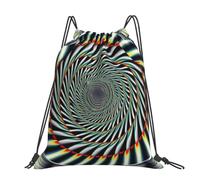kkvhhyuo spiral optical illusion Printed Drawstring Backpack Large Foldable Draw String Bag with Adjustable Straps for Sports Travel Swimming School
