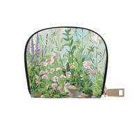 kkvhhyuo Springtime Herb Garden Print Coin Purse, Leather Mini Coin Pouch Purses with Zipper Purses Bag for Women Men