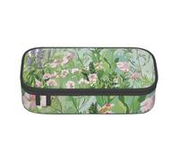 kkvhhyuo Springtime Herb Garden Print Large Capacity Pencil Case, Stationery Pencils Case Bag with Compartments, Portable Pencil Pouch Pencil Bag with Zipper for Students Teachers Office