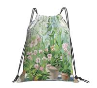 kkvhhyuo Springtime Herb Garden Printed Drawstring Backpack Large Foldable Draw String Bag with Adjustable Straps for Sports Travel Swimming School