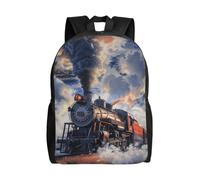 kkvhhyuo Steam Train Clouds Print Casual Backpack, Lightweight Foldable Travel Backpack for Men and Women, School Bag with Laptop Compartment for College Work