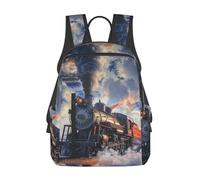 kkvhhyuo Steam Train Clouds Print Laptop Backpack For Women Men, Large Sturdy Carry On Travel Backpack Gifts For Work Gym Weekend Hiking.