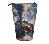 kkvhhyuo Steam Train Clouds Print Pencil Case Big Capacity Aesthetic Pencil Pouch Box with Zipper Portable Pencil Bag Cute for School Students Office Stationery