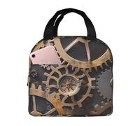 kkvhhyuo Steampunk Mechanical Gears Print Picnic Bag, Insulated Lunch Bag with Front Pocket, Cool Bag Lunch Box for Work School Picnics and Day Trips