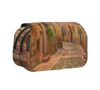 kkvhhyuo Street in Mallorca Spain Door Road Printed Pencil Case Double Layer Large Capacity Flip Top Pen Bag with Zipper for Students Office Travel Makeup Organizer