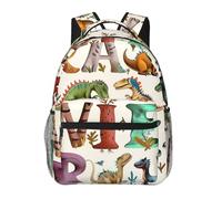 kkvhhyuo Stylish Learning Alphabets with Dinosaurs Print Casual Backpack, Lightweight Travel Laptop Daypack Backpack for Men and Women, School Backpack for Boys and Girls