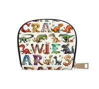 kkvhhyuo Stylish Learning Alphabets with Dinosaurs Print Coin Purse, Leather Mini Coin Pouch Purses with Zipper Purses Bag for Women Men