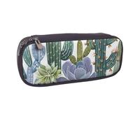 kkvhhyuo Succulent Plant Print Leather Pencil Case, Big Capacity Pencil Pouch Stationery Pen Bag Multifunctional Pencil Bag Marker Pen Case for School Student Girl Boy Women Men