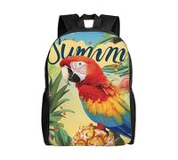 kkvhhyuo Summer Parrot Pineapple Bird Print Casual Backpack, Lightweight Foldable Travel Backpack for Men and Women, School Bag with Laptop Compartment for College Work