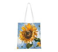 kkvhhyuo Sunflowers Print Canvas Tote Bag, Large Handbag with Reinforced Handles Simple Shoulder Bag for College School Work Travel Shopping Daily Use