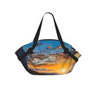 kkvhhyuo Sunrise Over Hanauma Bay Oahu Hawaii Print Camping Bag Foldable Shopping Beach Shoulder Bags with Convertible Pad Design for Beach, Picnics, Hiking & Festival Use.