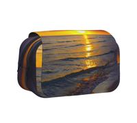 kkvhhyuo Sunset at Honeymoon Island State Park Printed Pencil Case Double Layer Large Capacity Flip Top Pen Bag with Zipper for Students Office Travel Makeup Organizer
