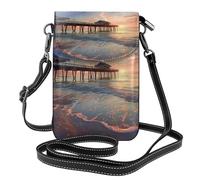 kkvhhyuo Sunset At The Beach Bridge Print Crossbody Phone Pouch, Small Crossbody Bag Lightweight Shoulder Bag Cellphone Pouch With Adjustable Strap For Women Girls
