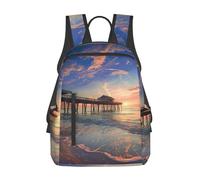 kkvhhyuo Sunset At The Beach Bridge Print Laptop Backpack For Women Men, Large Sturdy Carry On Travel Backpack Gifts For Work Gym Weekend Hiking.