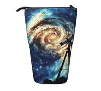 kkvhhyuo Telescope and Space Galaxy Print Pencil Case Big Capacity Aesthetic Pencil Pouch Box with Zipper Portable Pencil Bag Cute for School Students Office Stationery