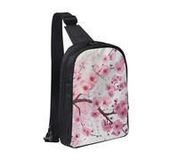kkvhhyuo Tempting Cherry Blossoms Print Sling Bag Cross Body Chest Bag with Dual Zipper Pockets Adjustable Strap Lightweight Shoulder Bag for Traveling Running Cycling