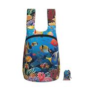 kkvhhyuo The Underwater World Tropical Fish Print Foldable Backpack, Ultra Lightweight 16L Compact Travel Pack with Storage Bag Design for Hiking Daily Commute Shopping and Outdoor Adventures