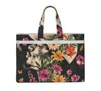 kkvhhyuo Thug Life Flowers Print Document Bag, Lightweight Canvas Bag Handbag with Dual Zip Canvas Tote File Bag for Work Commuting Study and Everyday Carry