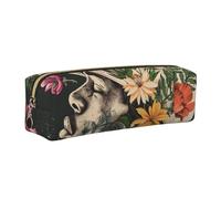 kkvhhyuo Thug Life Flowers Print Leather Pencil Case Portable Stationery Bag Pencil Pouch Slim Design Pen Bag with Gold Zipper Pocket Size for or Student Office College Middle School